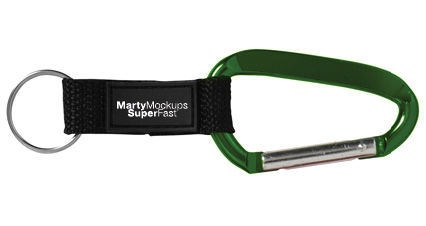 promotional carabiner mocked up with printed logo